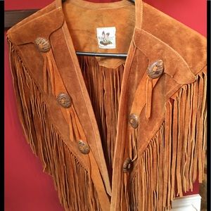 😍 Vintage suede leather fringed vest